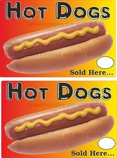 2 Hot Dog Stickers  For Ice Cream Van, Catering Trailer, Café, Market Stall, BBQ