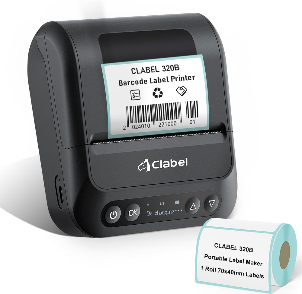 Bluetooth Barcode Label Maker 320B Thermal Printer for iOS Android Devices