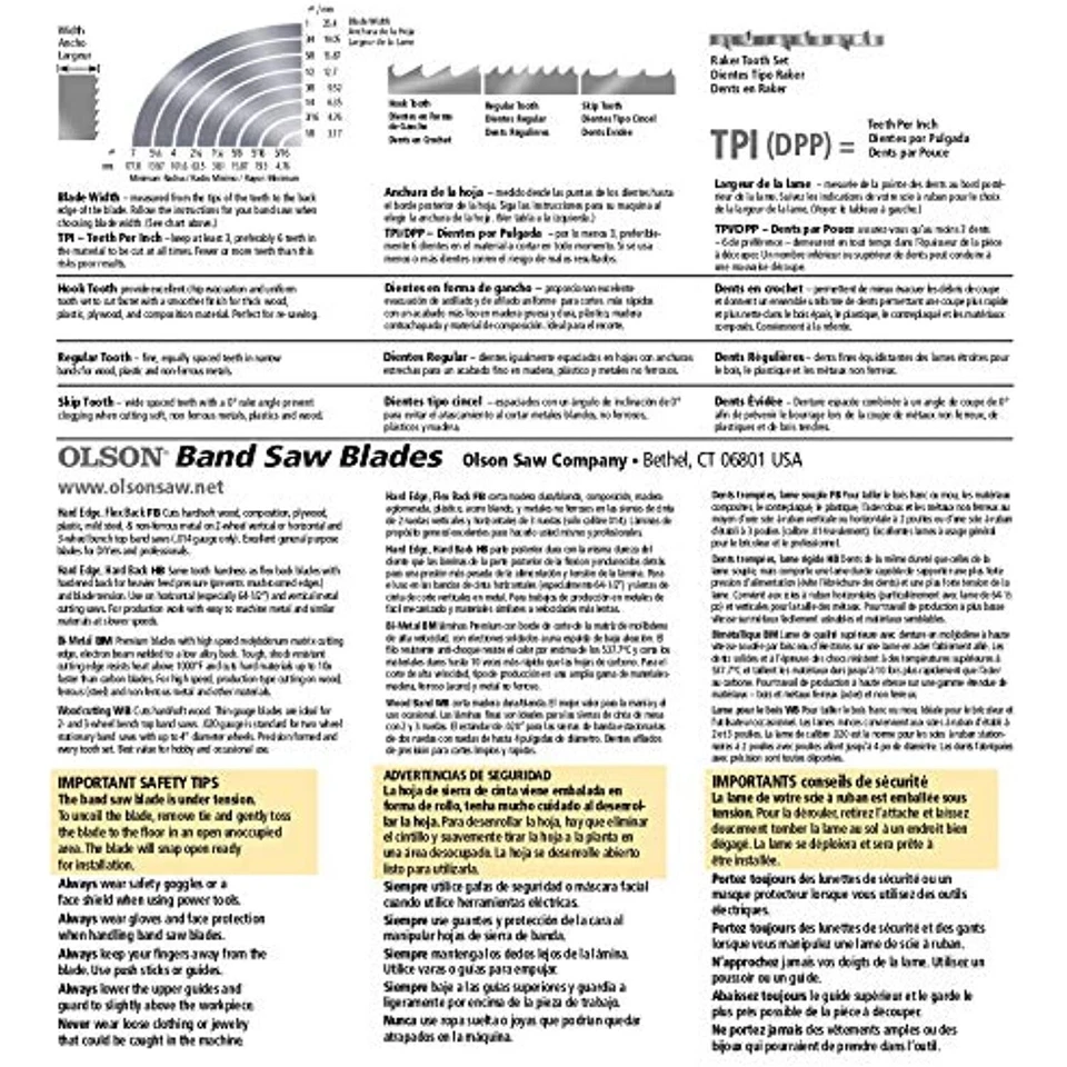 Sierra Olson FB19293DB 3/8 por 0,025 por 93-1/2 pulgadas banda HEFB 4 TPI hoja de sierra de salto Foto 3 de 3