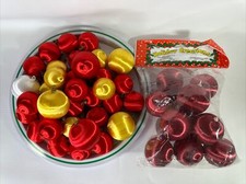 Vintage Lot Of 42 Satin Silk Christmas Tree Ornaments Red Gold White Purple