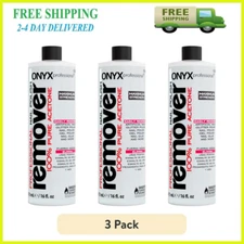 (Pack of 3 ) Onyx Professional 100% Pure Acetone Nail Polish Remover, 16 fl oz
