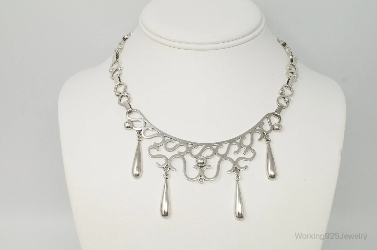 Sterling silver bib necklace sale