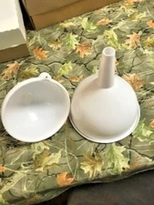 White  Plastic Funnel 3 piece Set  Medium and Large NEW