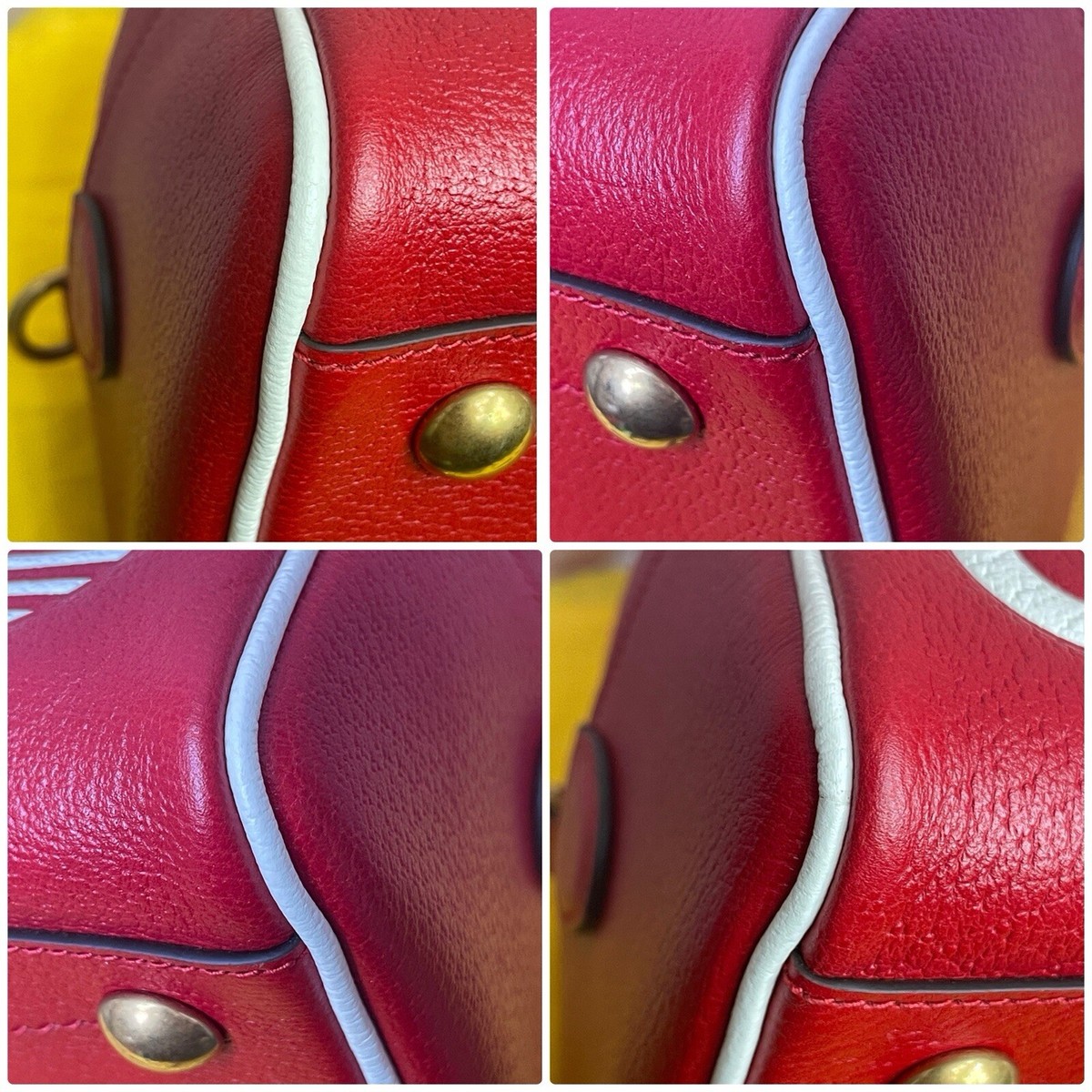 GUCCI X ADIDAS RED Textured Dolklar Calfskin Web Trefoil mini