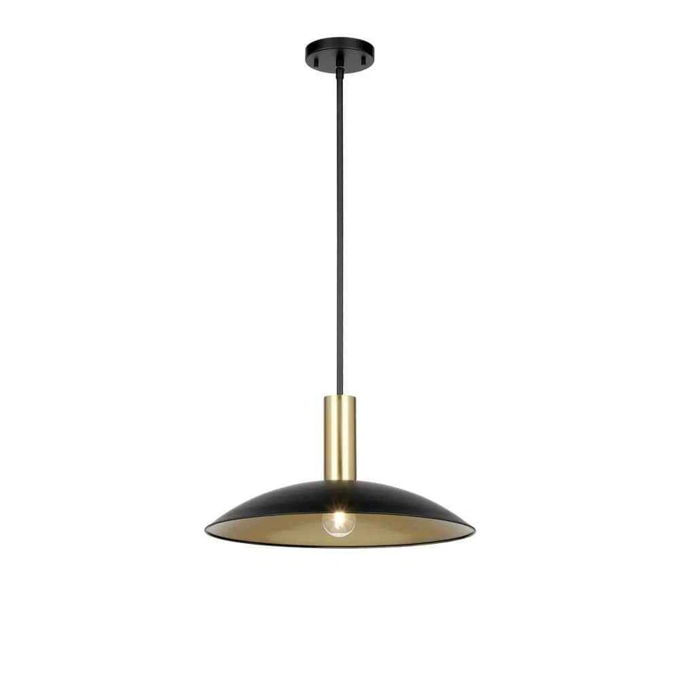 19 in. W 1-Light Black Oversized Shaded Metal Shade Pendant Light - Image 3 of 3
