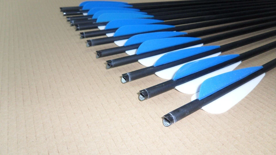 SALE 12Pcs 20" Crossbow Bolts Carbon Arrow Archery Half Moon Nock Hunting Season - Image 4 of 4