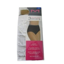 Maidenform 3 Seamless Briefs Large Beige 4-Way Stretch Full Back Coverage NEW