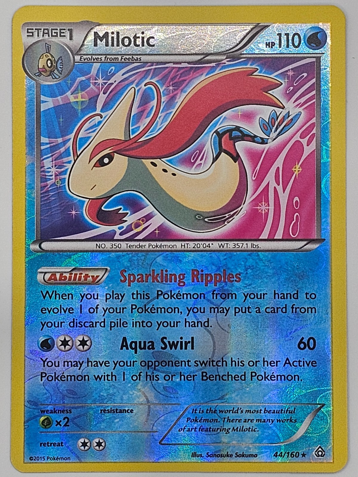 Milotic #44 Pokémon Reverse Holo – Primal Clash NM – 2015 Rare Water