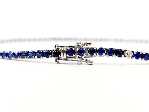 Bracciale Tennis Astralia Oro Zaffiro e Diamanti certificato Gem Tech 18kt - Foto 3 di 12