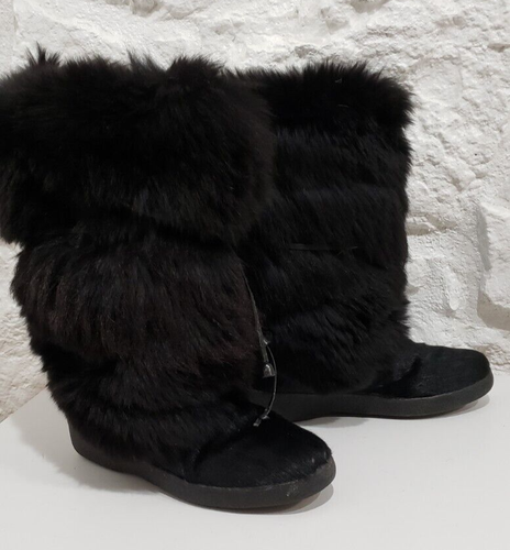 Vintage Oscar Sport Black Fur Scandia Apres Ski Boots - Picture 4 of 8