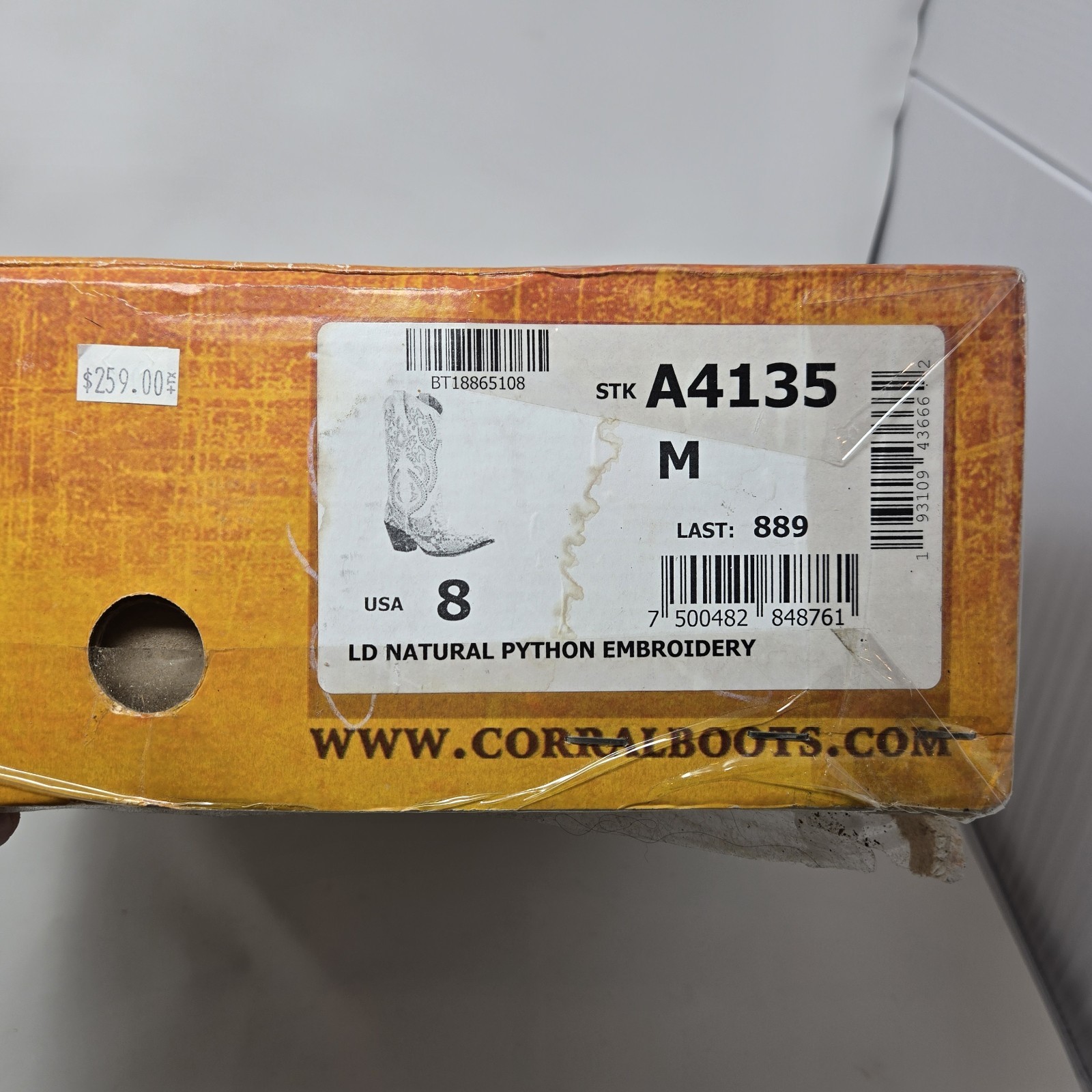 Corral Boots A4135 LD Natural Python Embroidery 1… - image 13