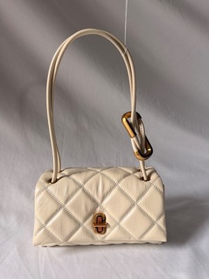 Marc Jacobs The Quilted Mini Dual Shoulder Bag Cream Ivory Leather Gold Hardware