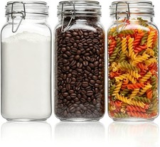 Large Square Glass Jars with Airtight Lids 78 oz 3 Pack Wide