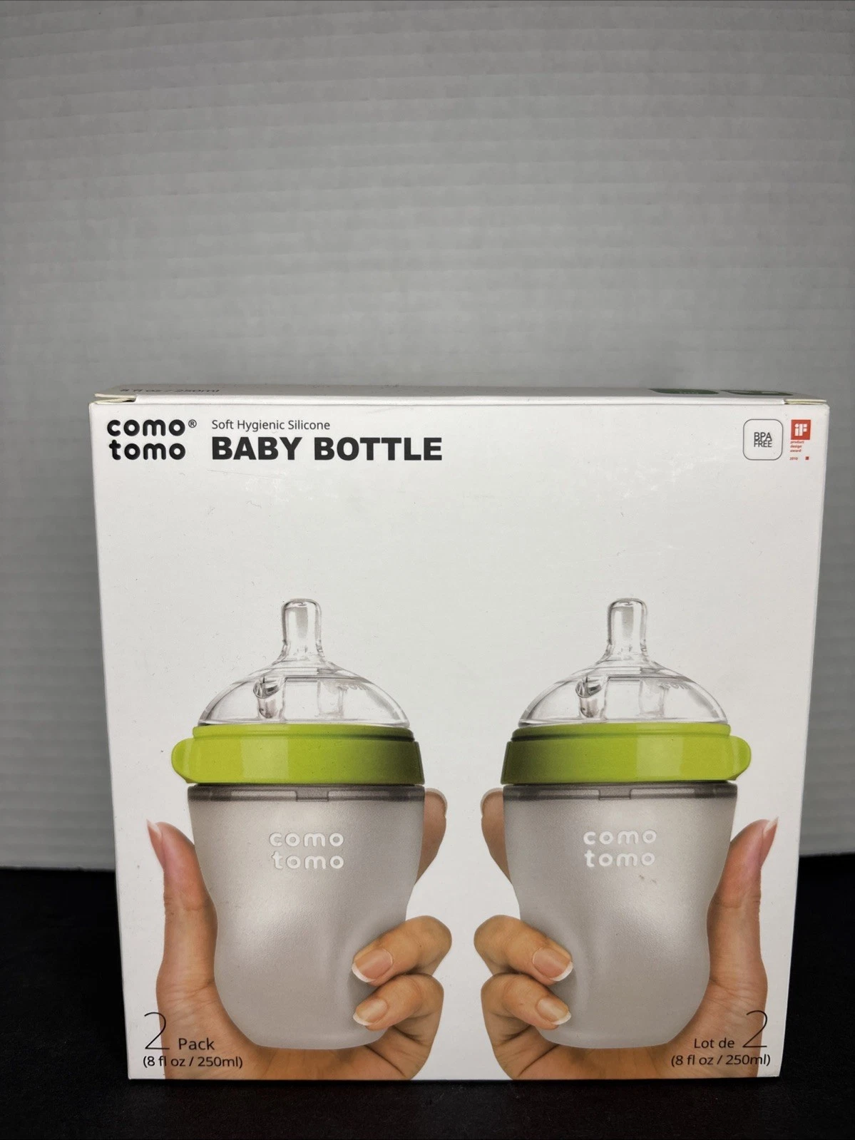 Comotomo Baby Bottle Set, Green - 8oz (2 Pack)