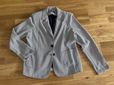 More & More, Blazer, Weiß mit blauen Punkten, Gr. 44