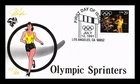 US COVER OLYMPIC SPRINTERS FIRST DAY ISSUE PUGH HAND PAINTED