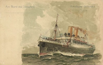 PC SCHIFFE DAMPFER HAMBURG-AMERIKA LINIE VINTAGE LITHO POSTKARTE (b62820)