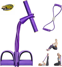 6-Tube Pedal Ankle Puller Resistance Bands with Free Figure 8 Exercise Bands