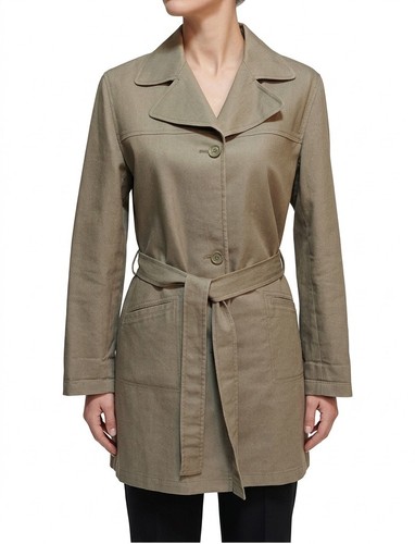 OLD NAVY Olive Green Belted Trench Coat with Striped Lining