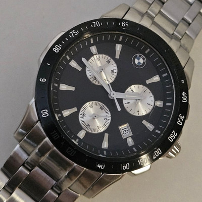 Vintage Herrenuhr ''BMW'' Chronograph Swiss 42mm WR100 10ATM Ganzstahl TOP