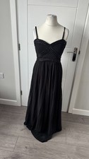 AX Paris Black Embellished Beaded Maxi Evening Prom Dress M UK 10 B88
