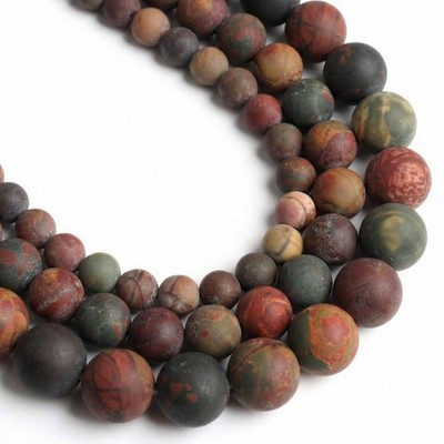 Yochus 60pcs Natural Matte Picasso Jasper Gemstone 6mm, 