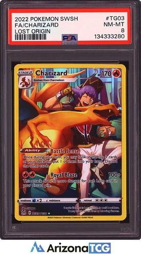 Pokemon 2022 Charizard TG03/TG30 Full Art Trainer Gallery Lost Origin PSA 8
