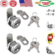 Keyed Alike Installation Ready 2Pcs Cam Locks - Polished Stainless Steel Finish
