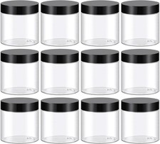 4 Oz Plastic Container Small Jars W/ Lids 12 Pack BPA Free Empty Round Clear