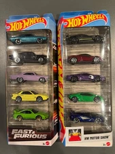 Hot Wheels 1 64 Fast & Furious 5 Pack Cars Set 2025 (JBJ80) and Motor Show 5 Pk