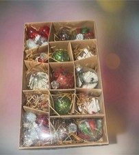 Handcrafted Push Pin Satin Ribbon Ball Christmas Ornaments Set of 15 Vintage