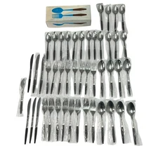 Interpur INR2 Stainless Flatware Brown Handle Scrolls Japan MCM Mixed Lot 46 Pcs