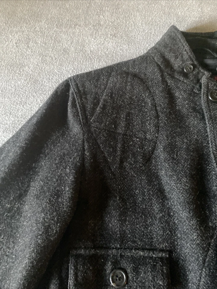 Vintage 40s Woolrich Men S Gray Wool Tweed Herringbone Upland Hunting Jacket - Image 4 of 4