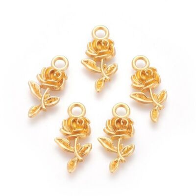 10 Anhänger 21x11mm Rose Blume Charms Silber Gold Roségold Legierung - Wählbar