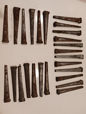 (25) Old Hand Cut 2'' Square Head Nails, Rusty,Vintage,Craft. 