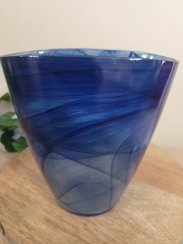 Blue Swirl Art Glass Vase - Picture 8 of 8