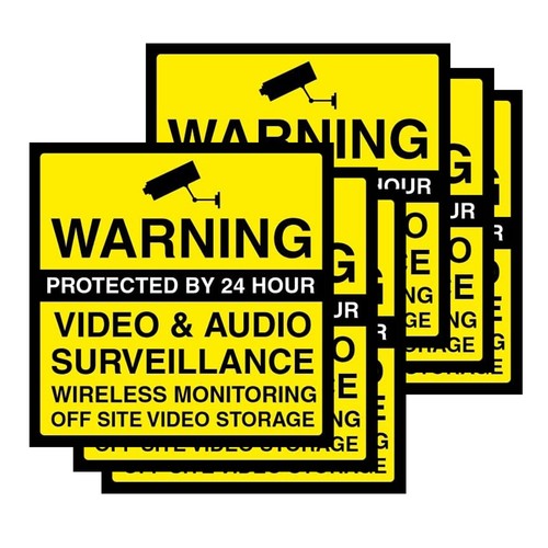 4-Pack CCTV Warning Stickers - 100mm x 100mm - "Protected by 24hr Video & Audio" - 第 6/7 張圖片