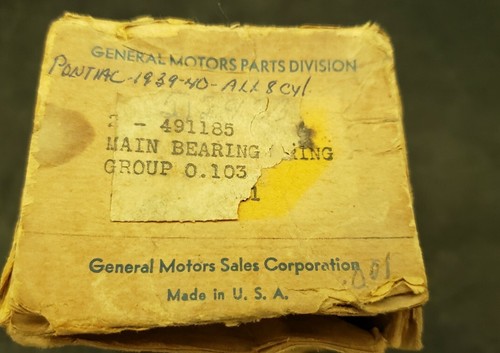 NOS 1939 1940 Pontiac 8 Cyl Main Bearing .001 GM 491185 - Picture 4 of 4