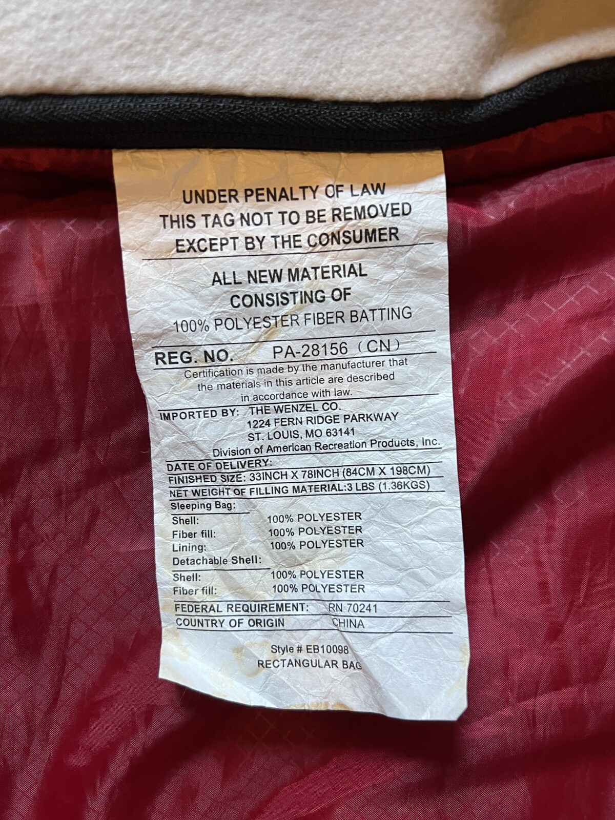 Eddie Bauer Sleeping Bag 33 X 78 With Removable Fleece Comfort Shell Red eBay