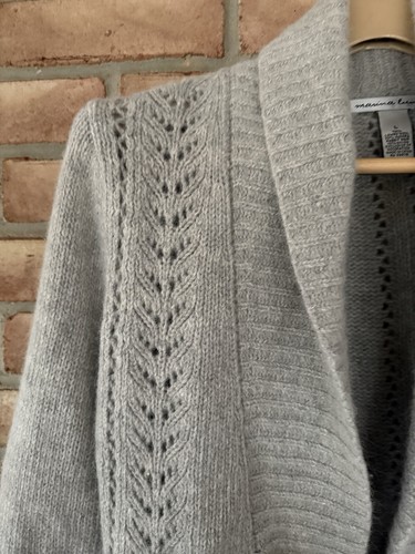 Marina Luna Cardigan Lambs wool Angora Lacy Knit Gray Size Large Tie Closure - Picture 4 of 8