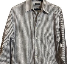 Arrow Shirt Men  s Long Sleeve Button Up Gray Striped Dress Shirt Wrinkle Free XL