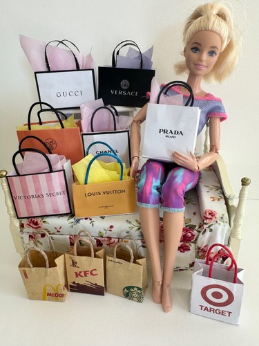 4 Pcs Lot set handmade barbi brand shopping mall paper bag fashion fast food - Picture 5 of 40