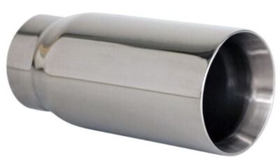 2 1/2'' INLET 3'' OUTLET ANGLE CUT ROLLED CHROME TIP