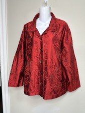 Multiples Rare 100%silk Embroidered Crochet Jacket Lightweight ~ 3/ 2x