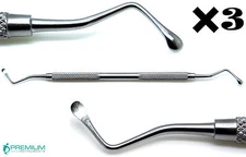 3× Premium Lucas Surgical Curette 88, Spoon 4mm Blade Dental Steel Instruments