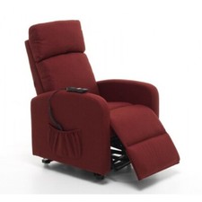 Poltrona Alzapersona Elettrica Reclinabile Rossa per Anziani Tessuto con Motore