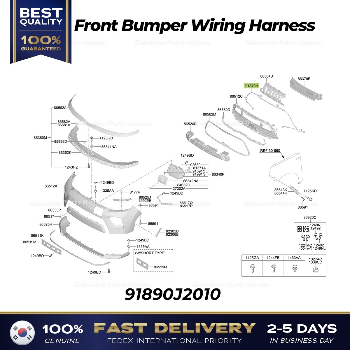 ⭐Genuine⭐ Front Bumper Wiring Harness 91890J2010 for Kia
