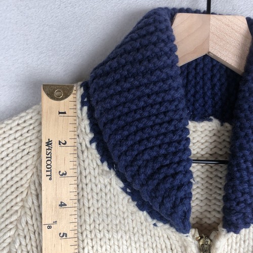 VTG Hand Knit Zip Cardigan Men's Sz S/M 38" Heavy Grandpa Shawl Collar Sweater - Picture 4 of 10