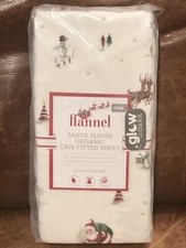 NEW Pottery Barn Kids Santa Sleigh Flannel Glow-in-the-Dark Crib Sheet Christmas