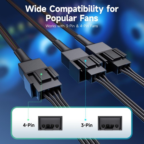 Cable Matters 2-Pack 3 Way 4 Pin PWM Fan Splitter Cable - 12 Inches - Bild 5 von 7